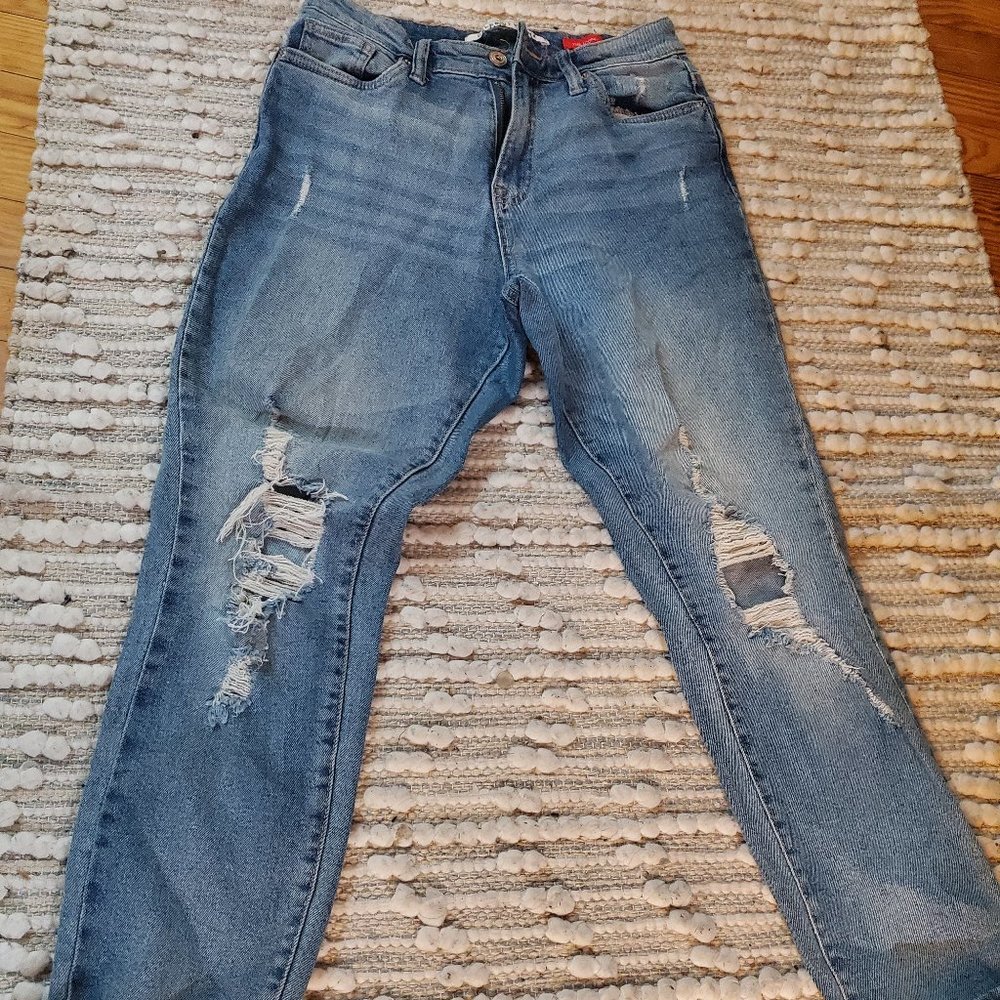 Juniors' Ripped Mom Jeans